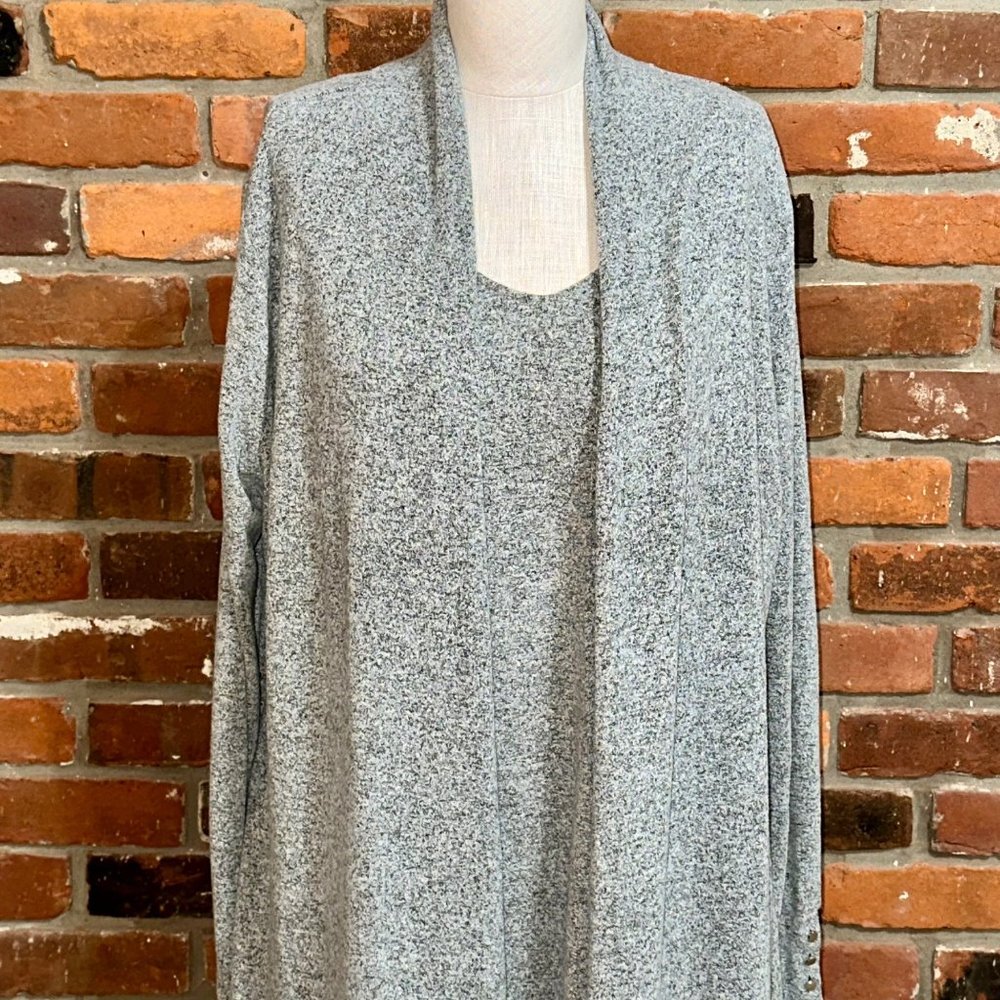 White House Black Market Gray Soft Knit Tunic Tank And Cardigan Size XL